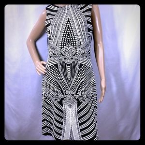 Bodycon color block dress, double knit, sleeveless